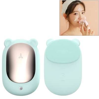 Portable Electric Sonic Vibration Silicone Facial Wash Brush Cleaner Beauty Massager with Base